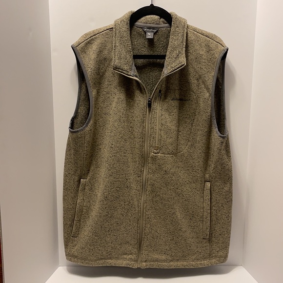 Eddie Bauer Other - Eddie Bauer Men’s Size Large Tan Speckled Sleeveless Fleece Lined Zip Up Vest